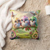 Whimsical Trio of Springtime Songbirds Kussen (Deken)