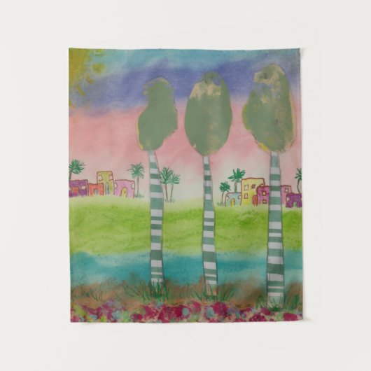 Whimsical Tropical Landscape Wandkleed (Voorkant)