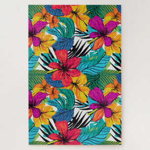 Whimsical Tropical Waterverf Bloemen Legpuzzel