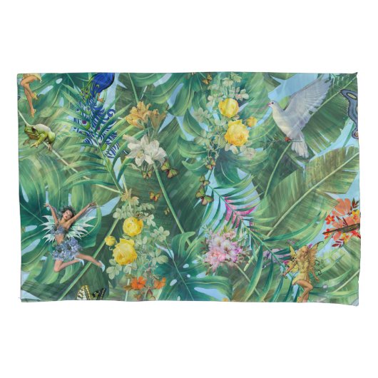 Whimsical Tropical World of Fairies en Butterflies Kussensloop (Voorkant)