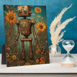 Whimsical Tuin Robot   Digitale Kunst Tafelmodel Fotoplaat