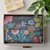 Whimsical Tuxedo Cat met Wildflowers Decoupage Tissuepapier (Geschenk)