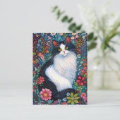 Whimsical Tuxedo Cat with Wildflowers Briefkaart (Staand voorkant)