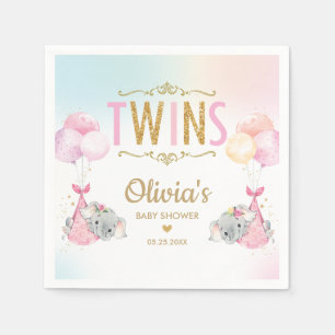 Whimsical Twin Girls Elephant Baby shower Sprinkle Servet