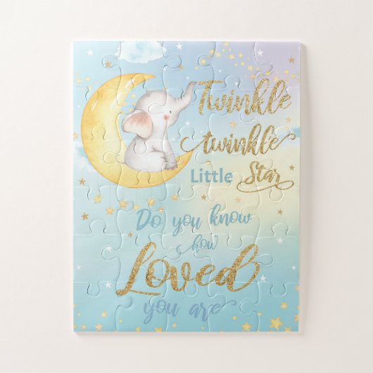 Whimsical Twinkle Little Star Elephant Nursery Legpuzzel (Verticaal)