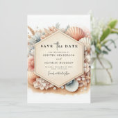Whimsical Typography Strandbruiloft Save The Date (Staand voorkant)