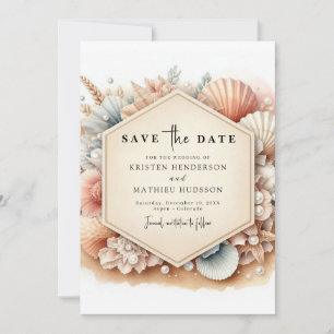 Whimsical Typography Strandbruiloft Save The Date