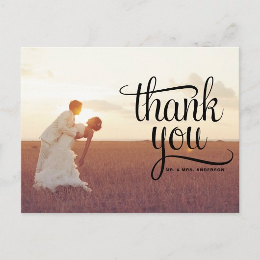 WHIMSICAL TYPOGRAPHY WEDDING DANK U BRIEFKAART (Voorkant)