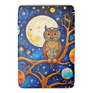 Whimsical Uil Celestials: sterren, maan, planeten Badmat