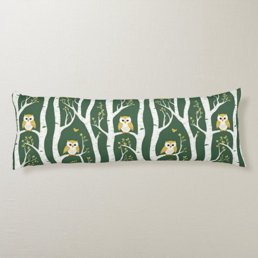 Whimsical Uil en Berkenboom Patroon Lichaamskussen (Achterkant)