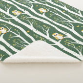 Whimsical Uil en Berkenboom Patroon Sherpa Deken (3/4)