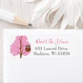 Whimsical Uil & Flowers Retouradres Labels (Insitu)
