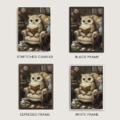 Whimsical Uil Leesboek Liefhebber Kunst Canvas Afdruk