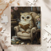 Whimsical Uil lezen Art Print Legpuzzel