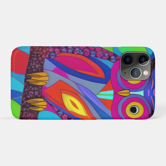 Whimsical Uil met kleurrijke veren Case-Mate iPhone Case (Achterkant (horizontaal))
