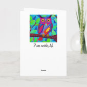 Whimsical Uil met kleurrijke veren Kaart (Achterkant)