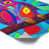 Whimsical Uil met kleurrijke veren Poster (Hoek)