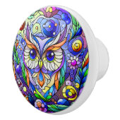 Whimsical Uil Met Saffier Ogen Keramische Knop (Rechts)