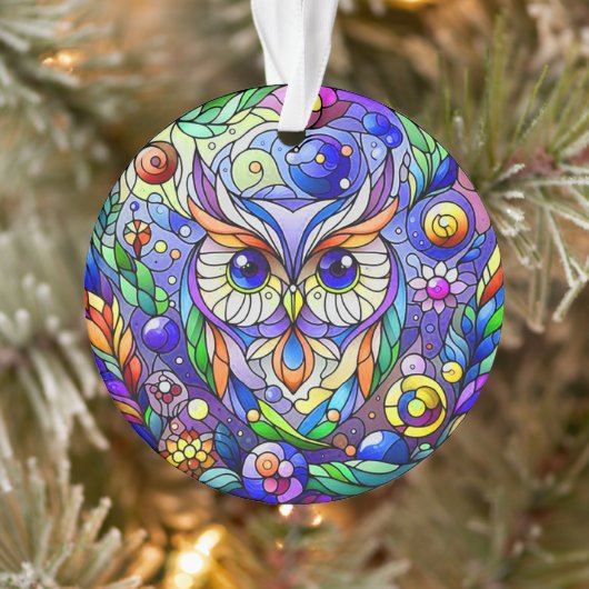Whimsical Uil Met Saffier Ogen Ornament (Boom)
