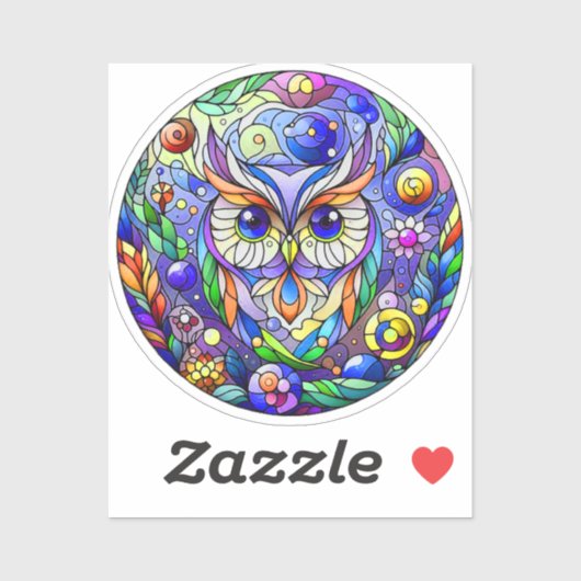 Whimsical Uil Met Saffier Ogen Sticker (Vel)