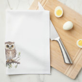 Whimsical Uil Perched in een Boom Theedoek (Quarter Fold)