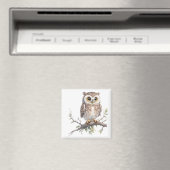 Whimsical Uil Perched in een Boomkoelkast Magneet (Insitu (Vaatwasser))