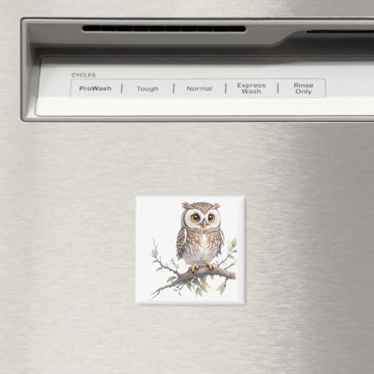 Whimsical Uil Perched in een Boomkoelkast Magneet (Insitu (Vaatwasser))