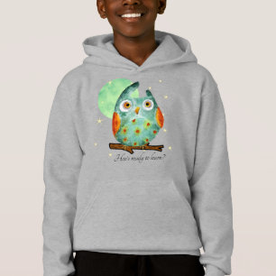 Whimsical Uil Waterverf Stijl Naam School op Terug