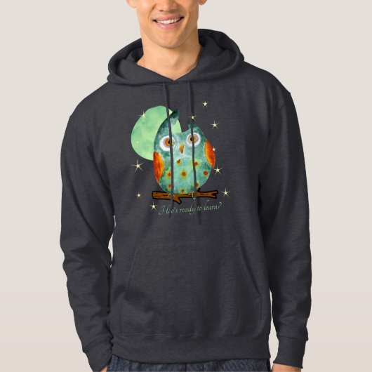 Whimsical Uil Waterverf Stijl Naam School op Terug Hoodie (Voorkant)