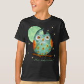 Whimsical Uil Waterverf Stijl Naam School op Terug T-shirt (Voorkant)