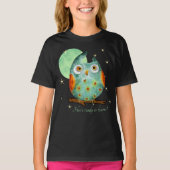 Whimsical Uil Waterverf Stijl Naam School op Terug T-shirt (Voorkant)