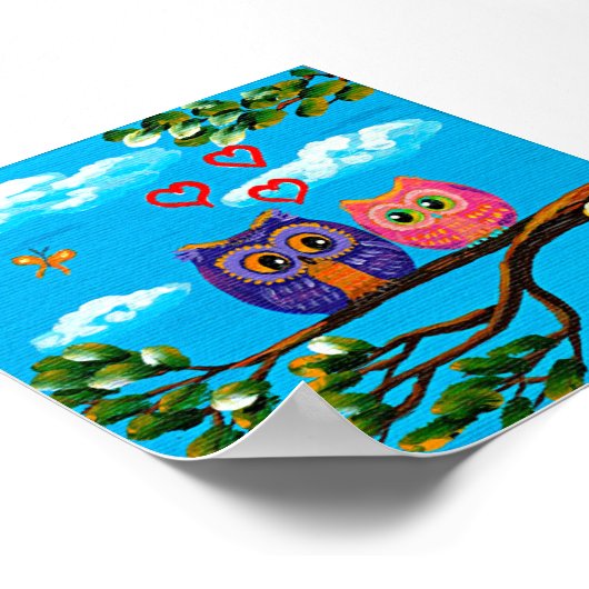 Whimsical Uilen in Love Art Creationarts Poster (Hoek)