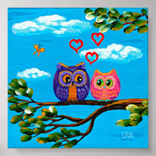 Whimsical Uilen in Love Art Creationarts Poster