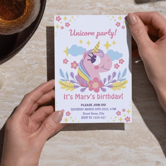 Whimsical Unicorn Anniversaire Invitation Avec Pho