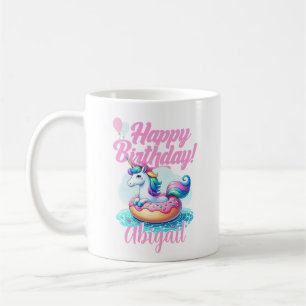 Whimsical Unicorn Donut Schattige Rainbow Pool Par Koffiemok
