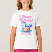 Whimsical Unicorn Donut Schattige Rainbow Pool Par T-shirt (Voorkant)