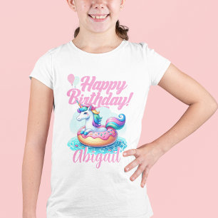 Whimsical Unicorn Donut Schattige Rainbow Pool Par T-shirt