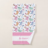 Whimsical Unicorns en Bright  Flowers Bad Handdoek (Handdoek)
