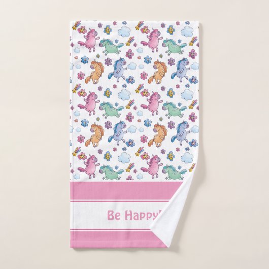 Whimsical Unicorns en Bright  Flowers Bad Handdoek (Handdoek)