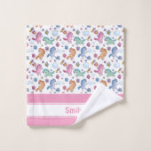 Whimsical Unicorns en Bright  Flowers Bad Handdoek (Wasdoekje)