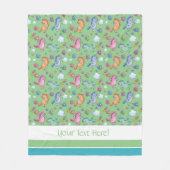 Whimsical Unicorns en Bright  Flowers Fleece Deken (Voorkant)