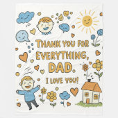 Whimsical Vaderdag Doodle Print Fleece Deken (Voorkant)