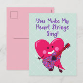 Whimsical-Valentijnsdag | Hart Guitar Feestdagenkaart (Voorkant / Achterkant)
