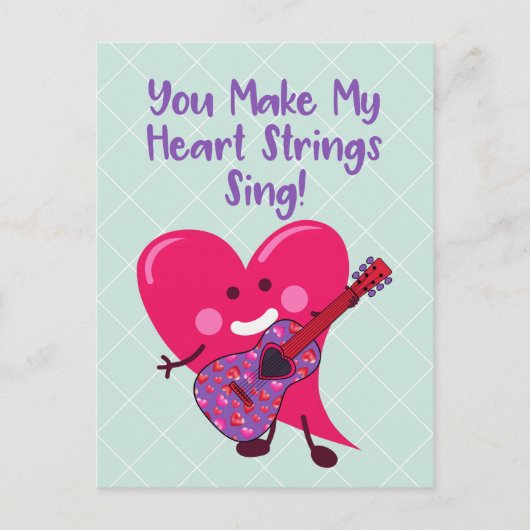 Whimsical-Valentijnsdag | Hart Guitar Feestdagenkaart (Voorkant)