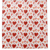 Whimsical Valentine Red & Pink Heart Pattern Douchegordijn (Voorkant)