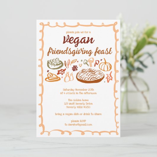Whimsical VEGAN Thanksgiving Friendsgiving CUSTOM Kaart (Staand voorkant)