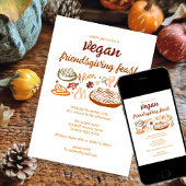 Whimsical VEGAN Thanksgiving Friendsgiving CUSTOM Kaart