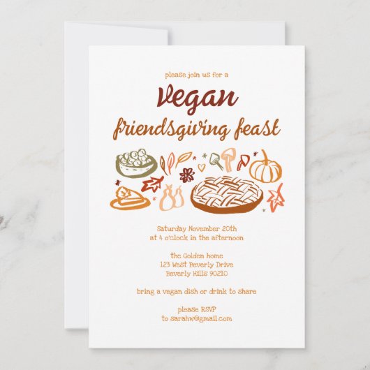 Whimsical VEGAN Thanksgiving Friendsgiving CUSTOM Kaart (Voorkant)