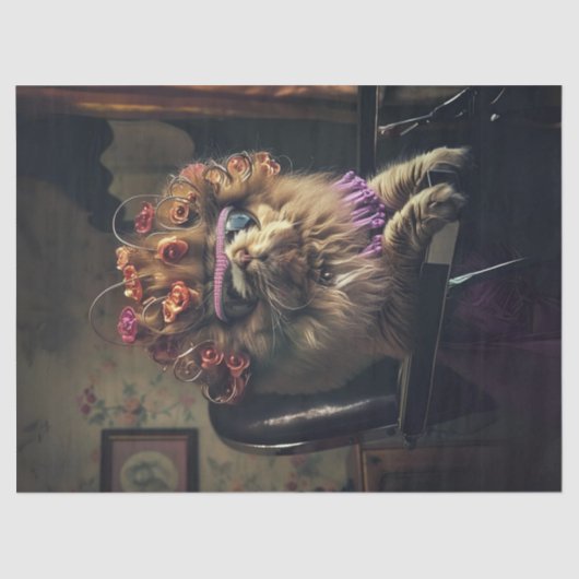 Whimsical verfijnde kattensalon dag decoupage tissuepapier (Voorkant)