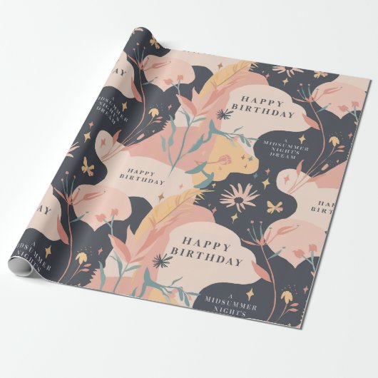 Whimsical Verjaardagsdroom Verpakkingsdocument Cadeaupapier (Uitgerold)